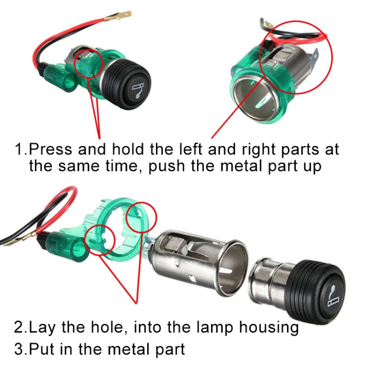 Accendisigari standard europeo per auto 10A 12V assemblaggio completo con luce
