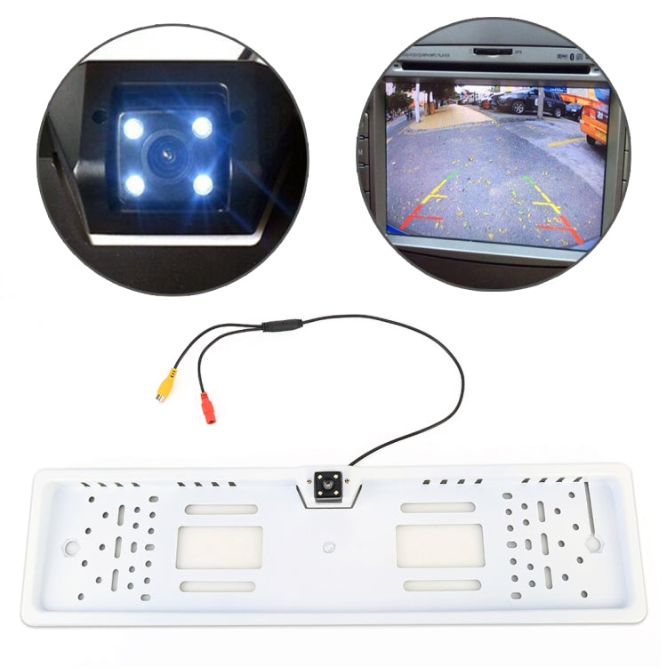 JX-9488 720x540 Pixel Effettivi NTSC 60HZ CMOS II Telecamera di retromarcia per auto universale impermeabile con lampada 4LED a luce bianca da 2W 80LM 5000K, DC 12V, Lunghezza cavo: 4m, White, Silver