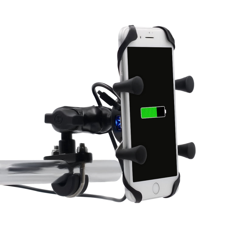 Caricabatterie per telefono con staffa per telefono in lega di alluminio a forma di X per motocicletta 5V 2.1A, CS-416A3