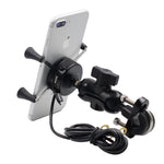 Caricabatterie per telefono con staffa per telefono in lega di alluminio a forma di X per motocicletta 5V 2.1A, CS-416A3
