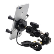 Caricabatterie per telefono con staffa per telefono in lega di alluminio a forma di X per motocicletta 5V 2.1A, CS-416A3