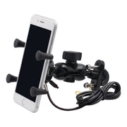 Caricabatterie per telefono con staffa per telefono in lega di alluminio a forma di X per motocicletta 5V 2.1A, CS-416A3