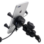 Caricabatterie per telefono con staffa per telefono in lega di alluminio a forma di X per motocicletta 5V 2.1A, CS-416A3