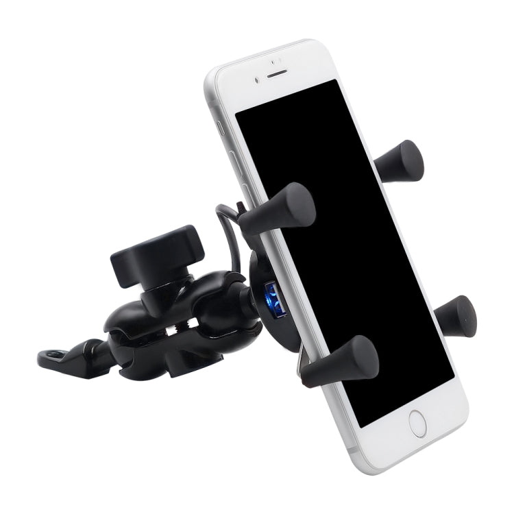 Caricabatterie per telefono con staffa per telefono in lega di alluminio a forma di X per motocicletta 5V 2.1A, CS-416A3