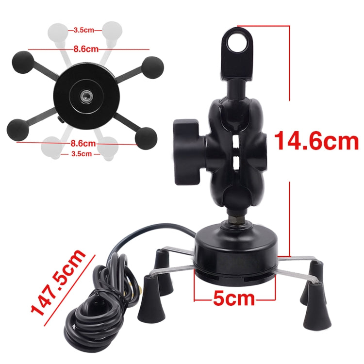Caricabatterie per telefono con staffa per telefono in lega di alluminio a forma di X per motocicletta 5V 2.1A, CS-416A3