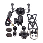 Caricabatterie per telefono con staffa per telefono in lega di alluminio a forma di X per motocicletta 5V 2.1A, CS-416A3