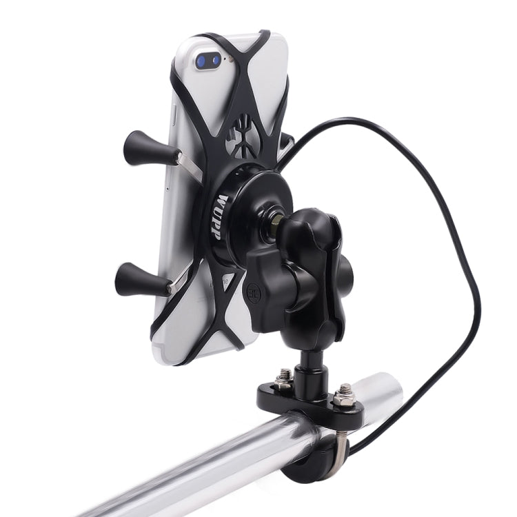 Caricabatterie per telefono con staffa per telefono in lega di alluminio a forma di X per motocicletta 5V 2.1A, CS-416A3