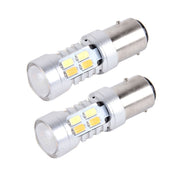 2 PZ 1157 10W 1000 LM 6000K Luce bianca + gialla Indicatore di direzione con 20 lampade SMD-5730-LED e lente.CC 12-24 V, 1157 with 20 SMD-5730-LED Lamps