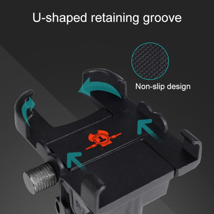 Porta cellulare portatile per caricabatterie USB in lega di alluminio per moto, versione per manubrio, 3089