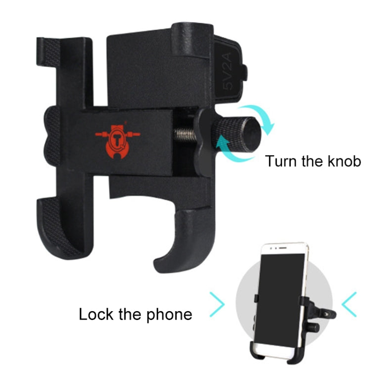 Porta cellulare portatile per caricabatterie USB in lega di alluminio per moto, versione per manubrio, 3089