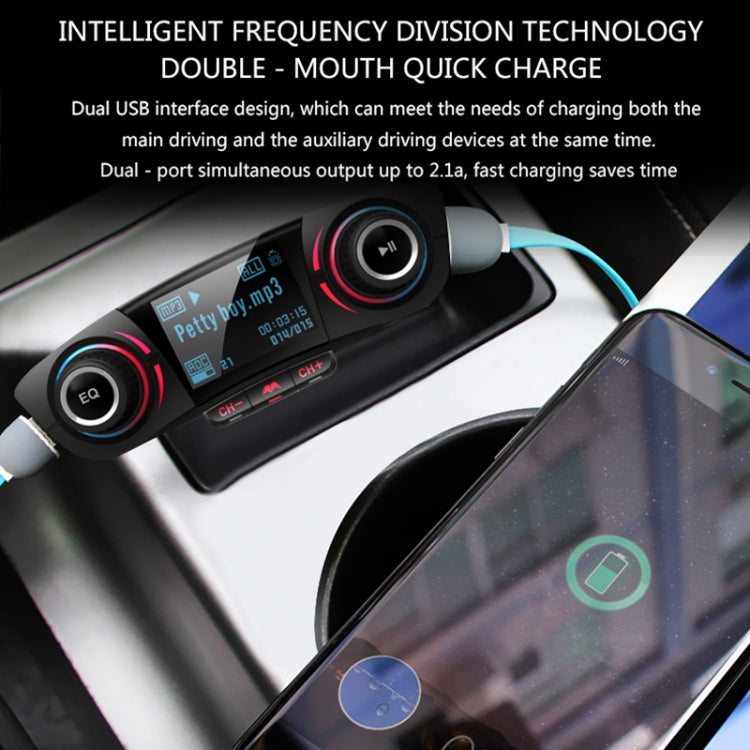 BT06 Dual USB Ricarica Smart Bluetooth 4.0 + EDR Trasmettitore FM Lettore musicale MP3 Kit per auto con schermo LED da 1,3 pollici, supporto chiamata Bluetooth, scheda TF e disco U, BT06