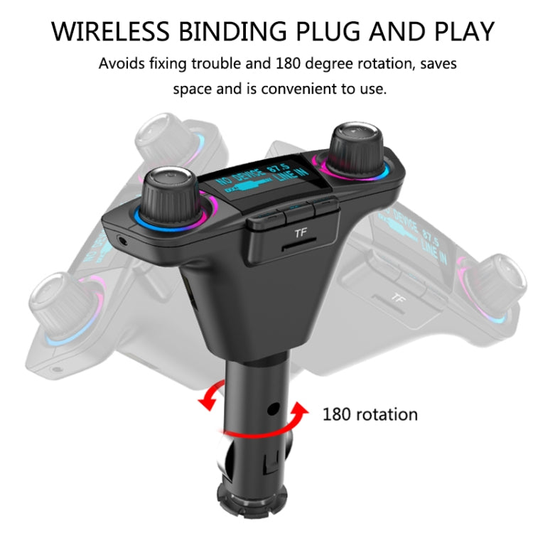 BT06 Dual USB Ricarica Smart Bluetooth 4.0 + EDR Trasmettitore FM Lettore musicale MP3 Kit per auto con schermo LED da 1,3 pollici, supporto chiamata Bluetooth, scheda TF e disco U, BT06