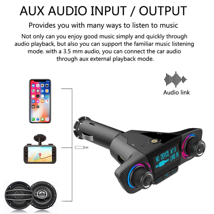 BT06 Dual USB Ricarica Smart Bluetooth 4.0 + EDR Trasmettitore FM Lettore musicale MP3 Kit per auto con schermo LED da 1,3 pollici, supporto chiamata Bluetooth, scheda TF e disco U, BT06
