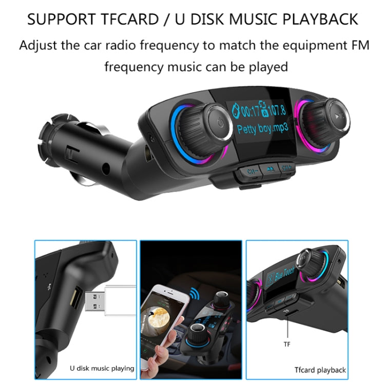 BT06 Dual USB Ricarica Smart Bluetooth 4.0 + EDR Trasmettitore FM Lettore musicale MP3 Kit per auto con schermo LED da 1,3 pollici, supporto chiamata Bluetooth, scheda TF e disco U, BT06