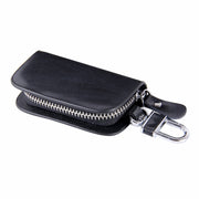 Borsa porta chiavi con cerniera universale in pelle con venature del legno (senza chiave inclusa)