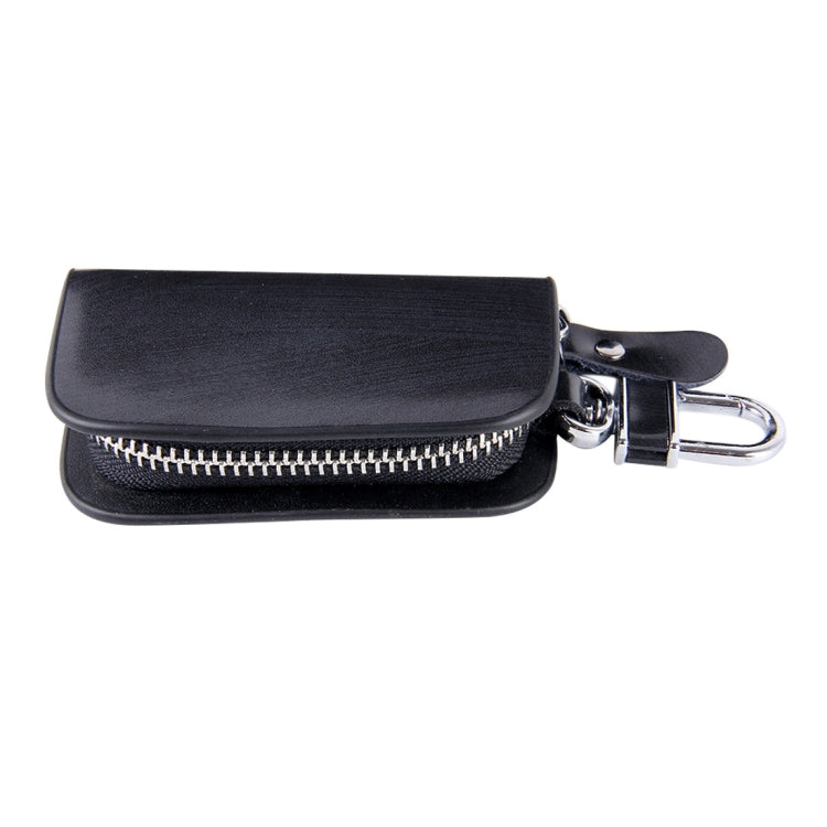 Borsa porta chiavi con cerniera universale in pelle con venature del legno (senza chiave inclusa)