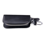 Borsa porta chiavi con cerniera universale in pelle con venature del legno (senza chiave inclusa)