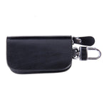 Borsa porta chiavi con cerniera universale in pelle con venature del legno (senza chiave inclusa)