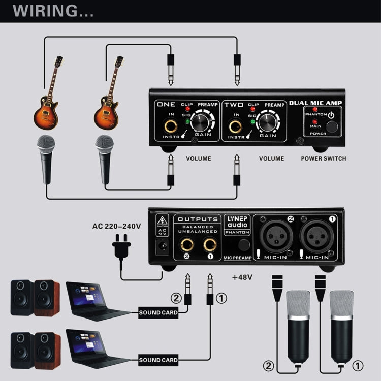 LINEPAUDIO A961 Amplificatore microfonico a 2 canali per chitarra elettrica Amplificatore per basso elettrico, A961