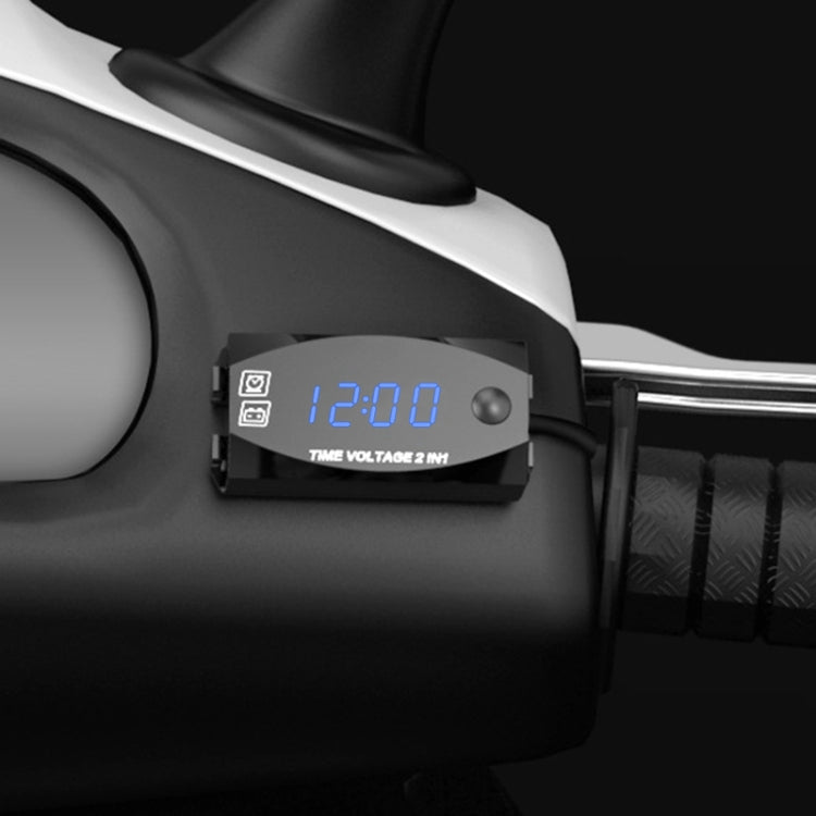 Voltmetro display digitale 2 in 1 multifunzione per moto + orologio elettronico, 6-30 V IP67
