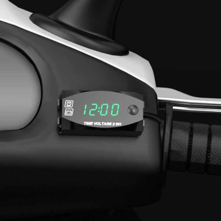 Voltmetro display digitale 2 in 1 multifunzione per moto + orologio elettronico, 6-30 V IP67