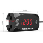 Voltmetro display digitale 2 in 1 multifunzione per moto + orologio elettronico, 6-30 V IP67