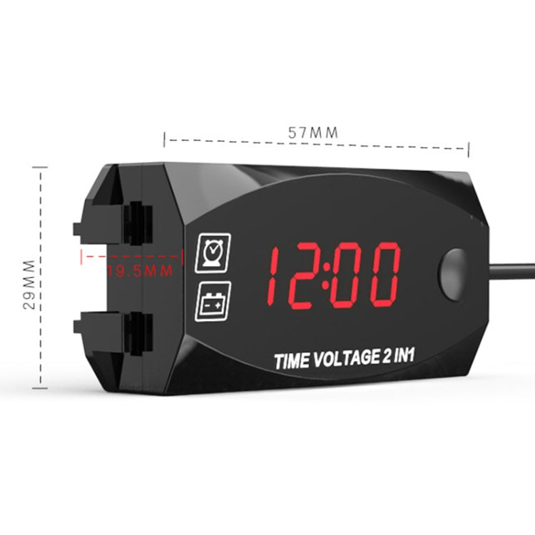 Voltmetro display digitale 2 in 1 multifunzione per moto + orologio elettronico, 6-30 V IP67