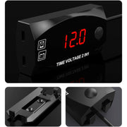 Voltmetro display digitale 2 in 1 multifunzione per moto + orologio elettronico, 6-30 V IP67