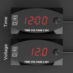 Voltmetro display digitale 2 in 1 multifunzione per moto + orologio elettronico, 6-30 V IP67