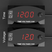Voltmetro display digitale 2 in 1 multifunzione per moto + orologio elettronico, 6-30 V IP67