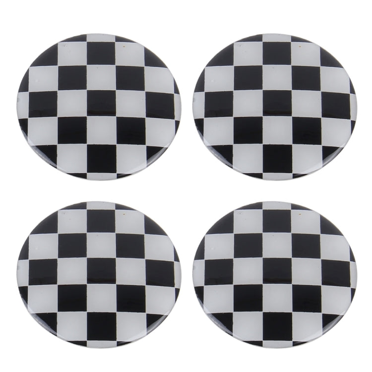 Decorazione della copertura centrale dei coprimozzi delle ruote degli adesivi per auto in metallo con griglia bianca e nera da 4 pezzi, White Black Grid