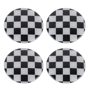 Decorazione della copertura centrale dei coprimozzi delle ruote degli adesivi per auto in metallo con griglia bianca e nera da 4 pezzi, White Black Grid
