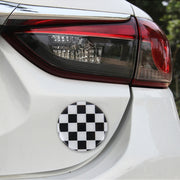 Decorazione della copertura centrale dei coprimozzi delle ruote degli adesivi per auto in metallo con griglia bianca e nera da 4 pezzi, White Black Grid