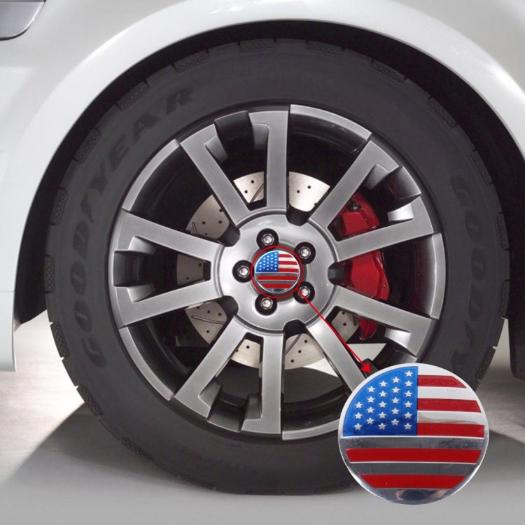 4 pezzi di adesivi per auto in metallo con bandiera USA, coprimozzo ruota, decorazione della copertura centrale, USA Flag