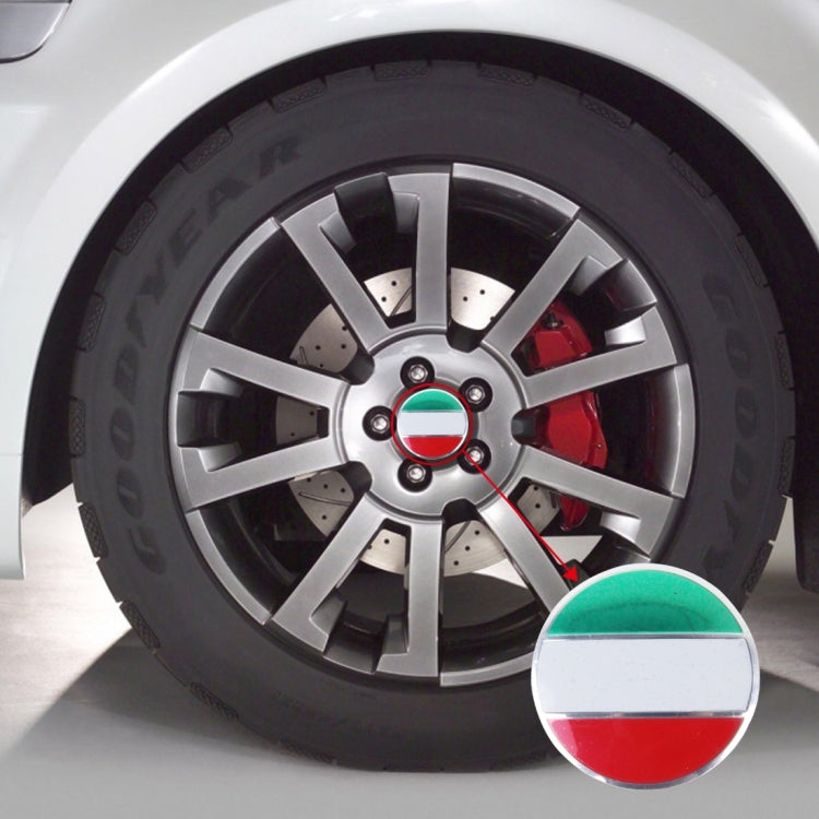4 pezzi bandiera italiana adesivo per auto in metallo coprimozzo ruota decorazione copertura centrale, Italy Flag