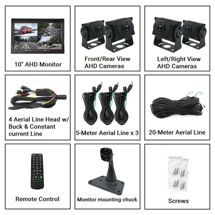 PZ612-4AHD IP67 120 gradi per auto AHD 1080P 2 megapixel Monitor per specchietto retrovisore a 4 vie da 10 pollici, visione notturna a colori, con funzione video, PZ612-4AHD
