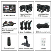 PZ612-4AHD IP67 120 gradi per auto AHD 1080P 2 megapixel Monitor per specchietto retrovisore a 4 vie da 10 pollici, visione notturna a colori, con funzione video, PZ612-4AHD