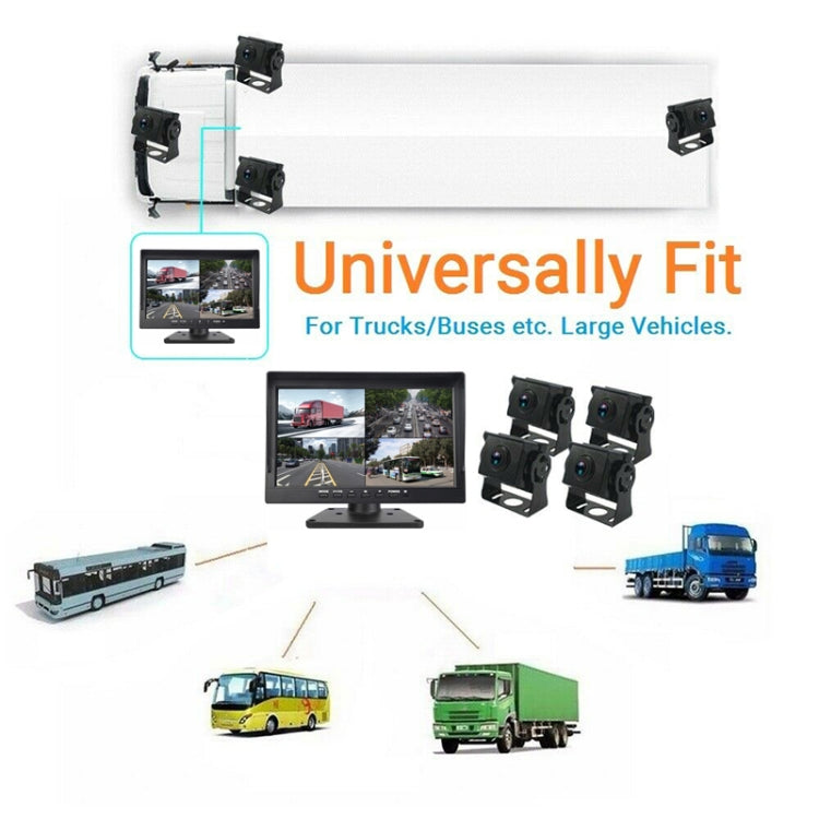PZ612-4AHD IP67 120 gradi per auto AHD 1080P 2 megapixel Monitor per specchietto retrovisore a 4 vie da 10 pollici, visione notturna a colori, con funzione video, PZ612-4AHD
