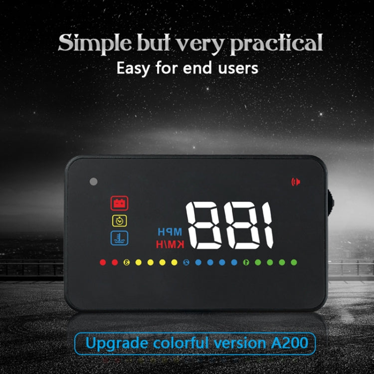 A200 OBD2 Sistema di sicurezza Head Up Display montato su veicolo da 3,5 pollici, supporta la velocità dell'auto/visualizzazione della velocità di rotazione del motore/temperatura dell'acqua/tensione, A200