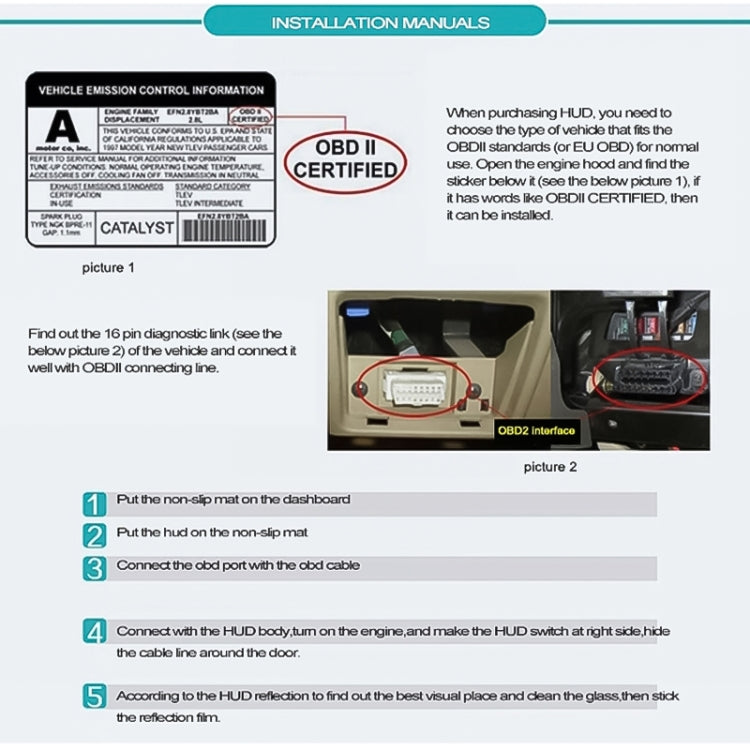 A200 OBD2 Sistema di sicurezza Head Up Display montato su veicolo da 3,5 pollici, supporta la velocità dell'auto/visualizzazione della velocità di rotazione del motore/temperatura dell'acqua/tensione, A200
