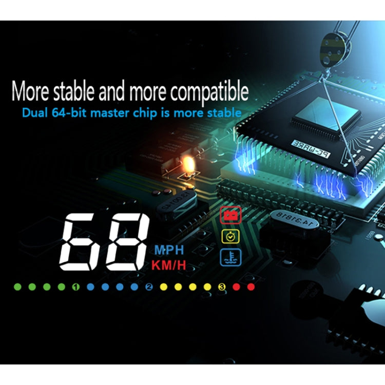 A200 OBD2 Sistema di sicurezza Head Up Display montato su veicolo da 3,5 pollici, supporta la velocità dell'auto/visualizzazione della velocità di rotazione del motore/temperatura dell'acqua/tensione, A200