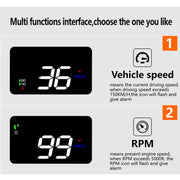 A900 OBD2 Sistema di sicurezza Head Up Display montato su veicolo da 3,5 pollici, supporta la velocità dell'auto/visualizzazione della velocità di rotazione del motore/temperatura dell'acqua/tensione/chilometraggio di guida, A900