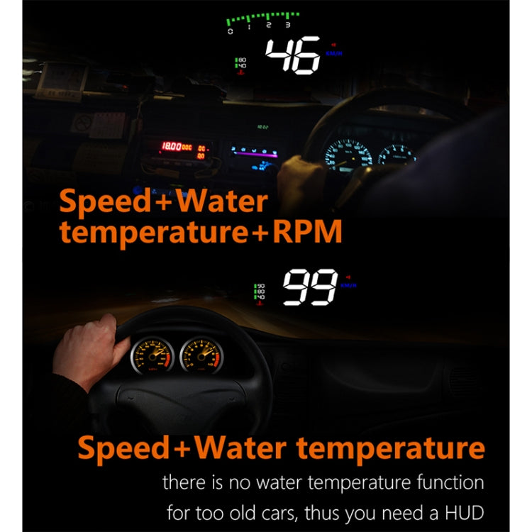 A900 OBD2 Sistema di sicurezza Head Up Display montato su veicolo da 3,5 pollici, supporta la velocità dell'auto/visualizzazione della velocità di rotazione del motore/temperatura dell'acqua/tensione/chilometraggio di guida, A900