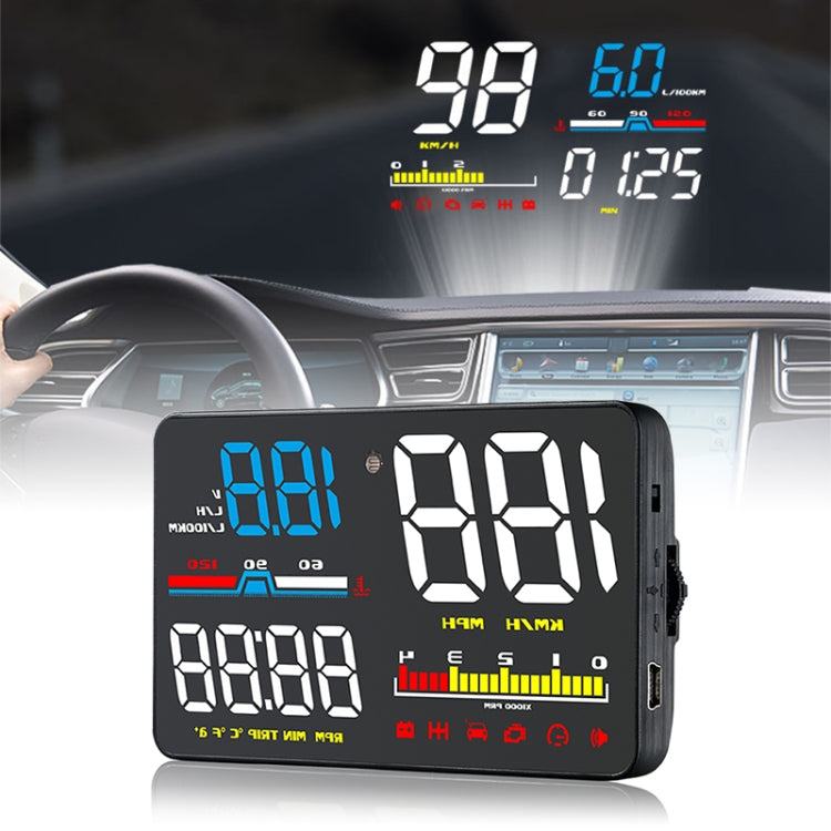 D5000 OBD2 Sistema di sicurezza Head Up Display montato su veicolo da 5 pollici, supporta la velocità dell'auto/visualizzazione della velocità di rotazione del motore/temperatura dell'acqua/tensione della batteria/codice errore di rilevamento ed elimin...