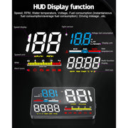 D5000 OBD2 Sistema di sicurezza Head Up Display montato su veicolo da 5 pollici, supporta la velocità dell'auto/visualizzazione della velocità di rotazione del motore/temperatura dell'acqua/tensione della batteria/codice errore di rilevamento ed elimin...