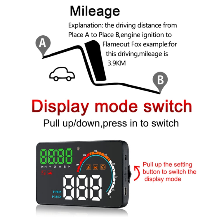 Q5 GPS Sistema di sicurezza Head Up Display montato su veicolo da 4 pollici, supporta velocità di corsa, direzione e distanza/chilometri di guida/, Q5