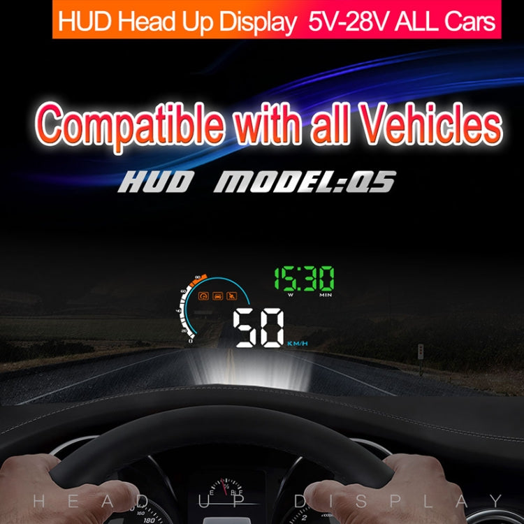 Q5 GPS Sistema di sicurezza Head Up Display montato su veicolo da 4 pollici, supporta velocità di corsa, direzione e distanza/chilometri di guida/, Q5