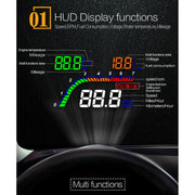T100 OBD2 Sistema di sicurezza Head Up Display montato su veicolo da 4 pollici, supporta la velocità dell'auto/visualizzazione della velocità di rotazione del motore/consumo istantaneo di carburante/rilevamento ed eliminazione del codice di errore, T100