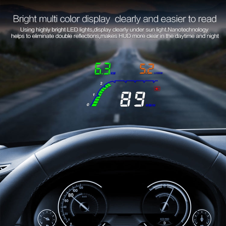 T100 OBD2 Sistema di sicurezza Head Up Display montato su veicolo da 4 pollici, supporta la velocità dell'auto/visualizzazione della velocità di rotazione del motore/consumo istantaneo di carburante/rilevamento ed eliminazione del codice di errore, T100
