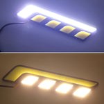 2 pezzi DC 12V 10W 800LM 5500K Lampada per luci di marcia diurna DRL per auto, lunghezza cavo: 25 cm (luce bianca + luce gialla), Multi-Color+10W 800LM/5500K